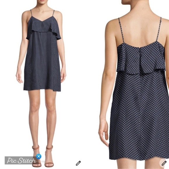 ATM Anthony Thomas Melillo Polka-Dot Silk Dress Size XS Color Blue White - Picture 1 of 6